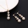 Bride Simulated Pearls Rhinestone Gifts For Women Pendant Dangle Earrings Jewelry Set Necklace