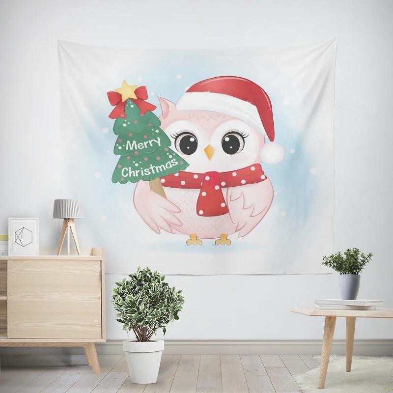 Рождественский Новый год Пингвин Сова Узор Гостиная Спальня Декоративный Гобелен