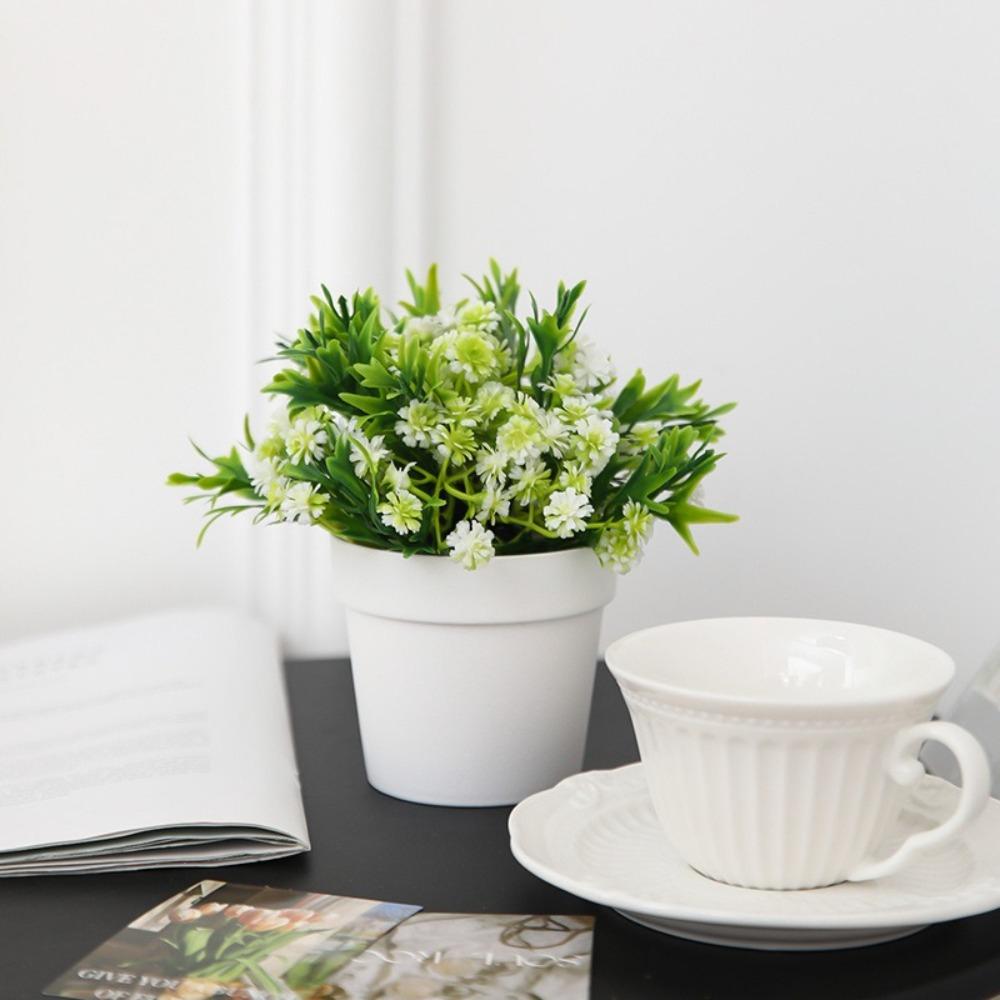 Evergreen False Plant Pot Fake Flower Simulation Flower Pot Mini Small Potted Plants Home