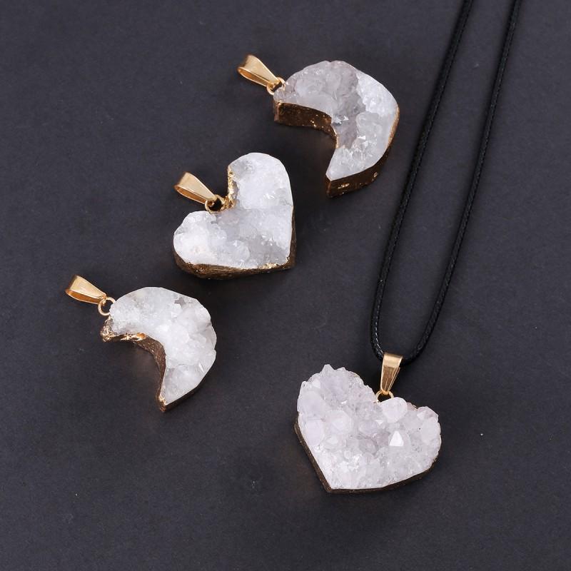Natural Crystal Heart Necklace Simple Fashion Pendant Clavicle Chain Jewelry
