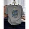 New line front shoulder cotton short-sleeved t-shirt women's slim and thin gray bottoming shirt top summer t-shirt
