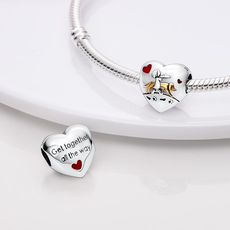 Heart Shape 925 Silver Family Lover Affection Pendant Charm Beads Fit Woman's Cute Bracelet DIY Jewelry For Women