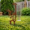Large Capacity Metal Rain Gauge Stake Vintage Flower Bird Yard Rainfall Monitor  Yard Barn