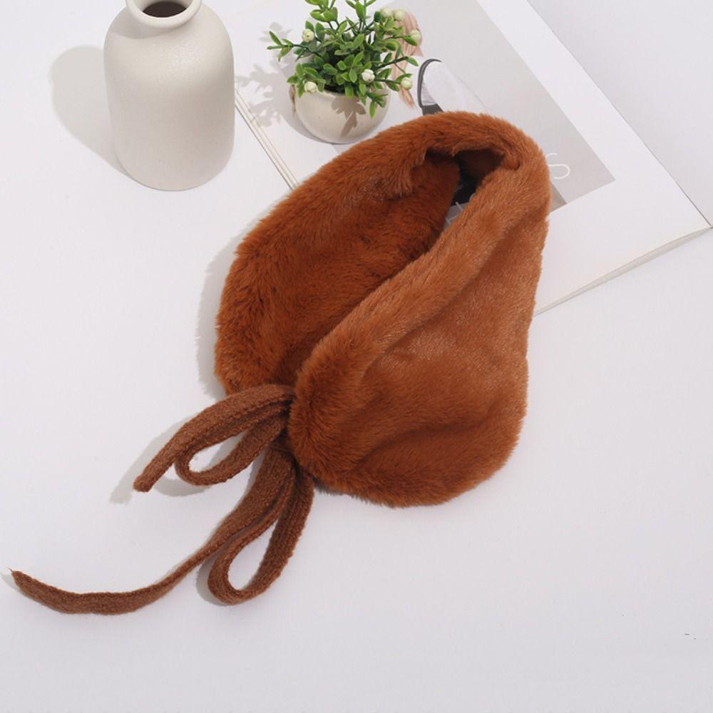 Plush Winter Small Scarf Thick Warm Neck Wrap New Tie Earmuffs