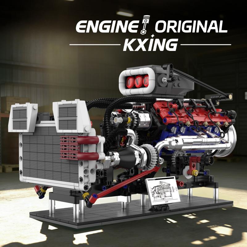 Наборы Строительных Блоков Двигатель V8 Масштабная Модель Moc Набор для Коллекционирования Для Взрослых Строительные Игрушки Подарки Для Друзей Мужчин Подростков Мальчиков