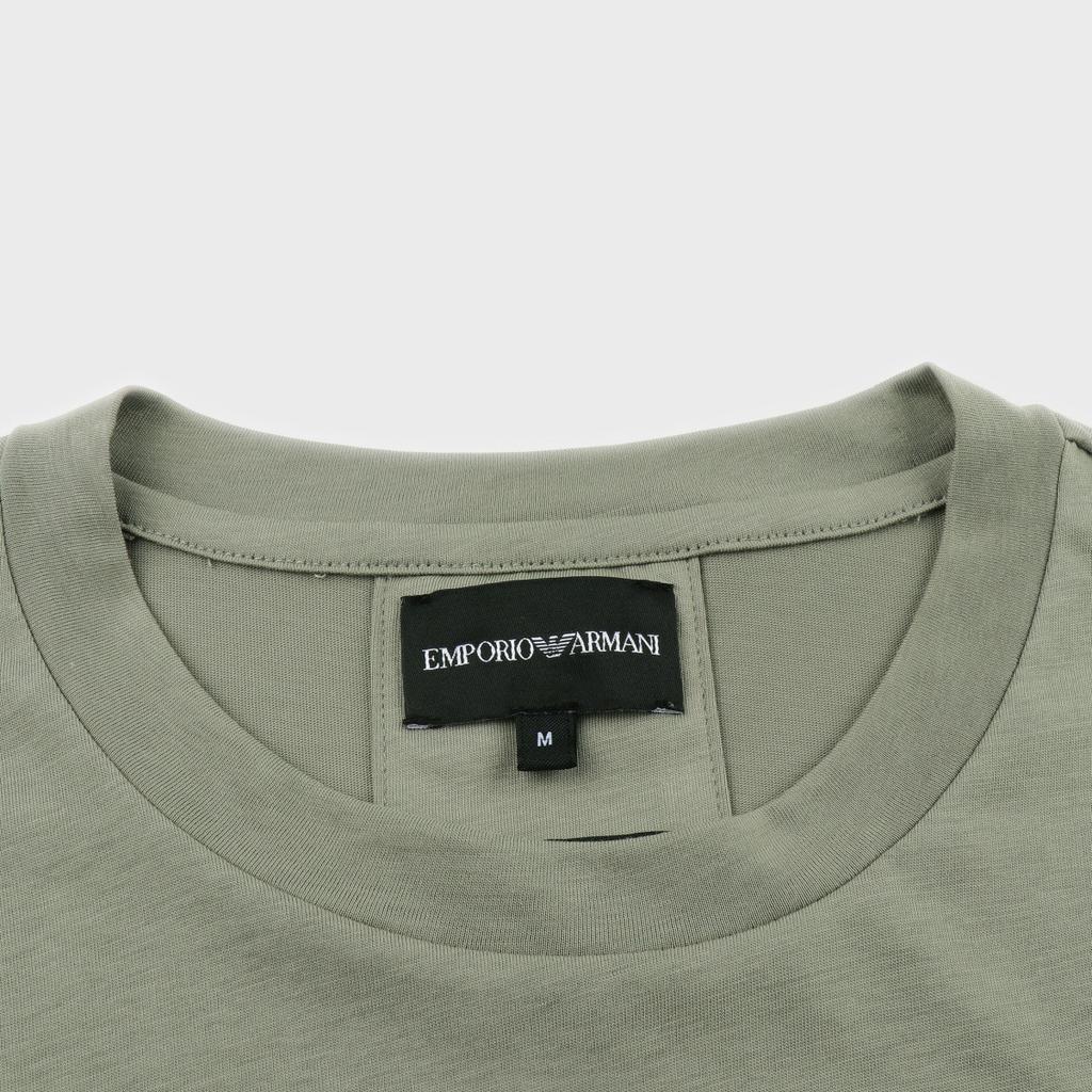Emporio Armani Мужская футболка с длинным рукавом и принтом логотипа FW23, свободный крой, круглый вырез, топ, зеленый, 8N1TN8-1JPZZ-0598