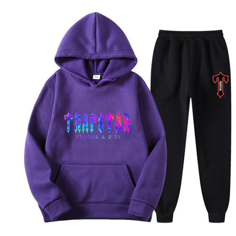 Unisex Oversized Hooded Sweatshirt Jogger Pants Set Multicolor Letter Print Casual Outfit