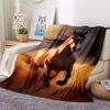 3D Home Cartoon Printed Horse Blanket Picnic Blanket Warm Flannel Soft and Comfortable Home Travel Birthday Gift retro#Color_1,Size_100X130CM