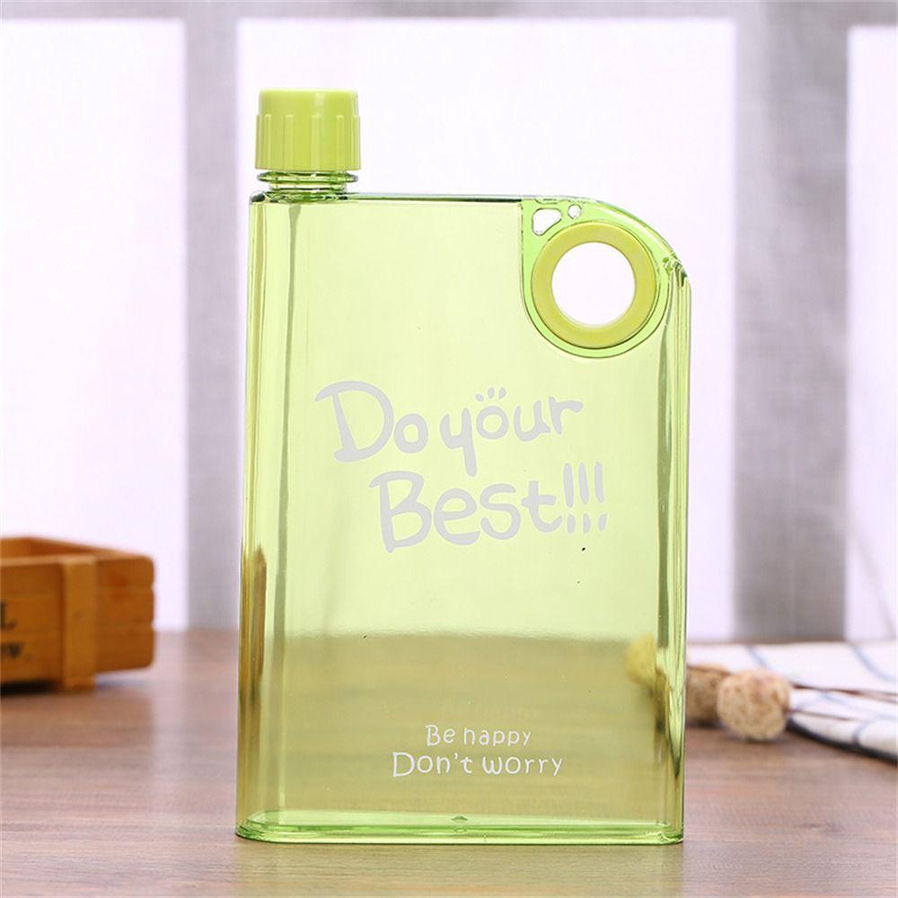 Travel Transparent Sports Flat Water Bottle Juice Cup Drink Bottle Plastic