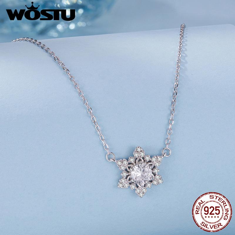 925 Sterling Silver Snowflake Jewelry Necklace Earrings Ring For Women Sparkling Cubic Zirconia 3-Piece Gift Set for Women Xmas