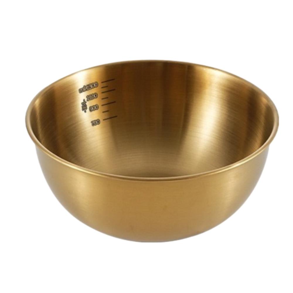 Stainless Steel Fruit Salad Bowl with Scale Noodles Bowl Dish Container for Cooking Baking