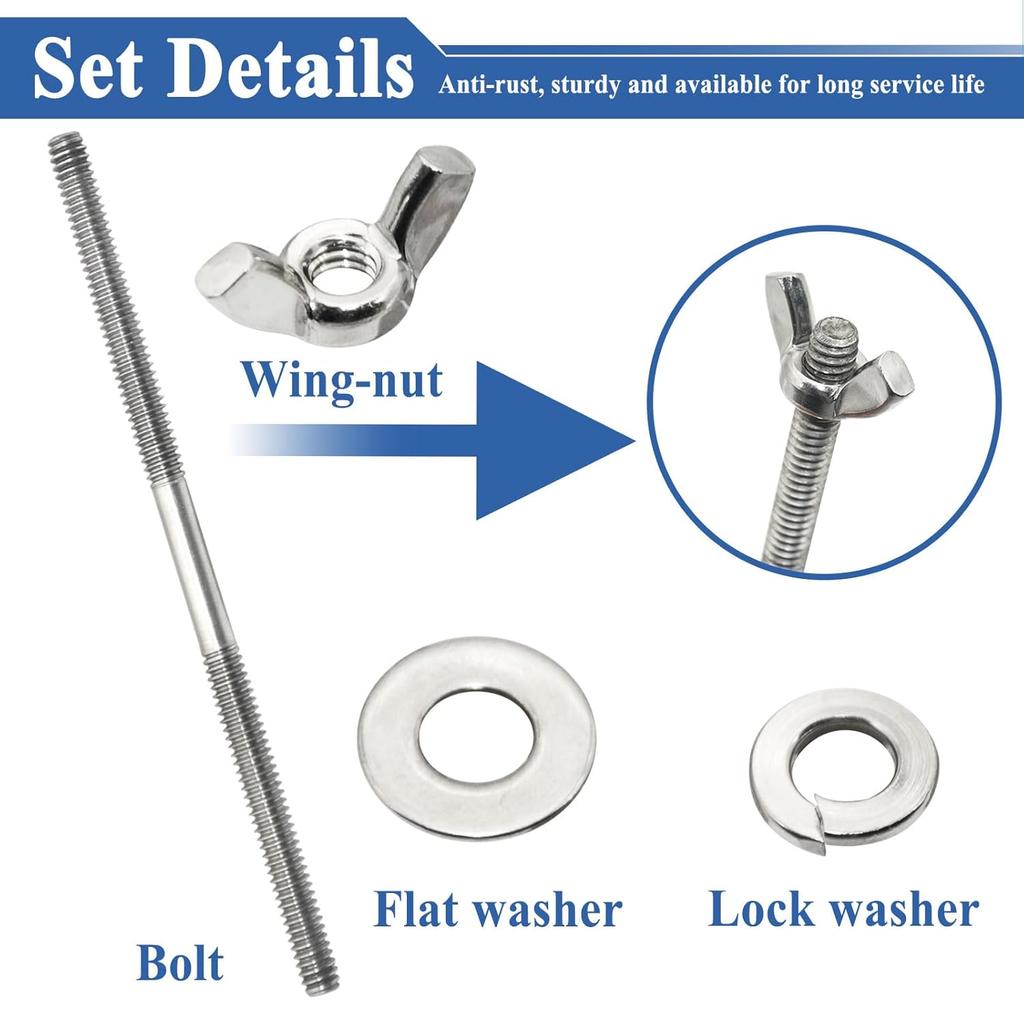 2 Sets Air Cleaner Stud Kits, 5 Inch Air Cleaner Mounting Bolt, 1/4 Inch Thread Size, Stainless Steel