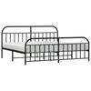 Metal Bed Frame with Headboard and Footboard Black 193 x 203 cm