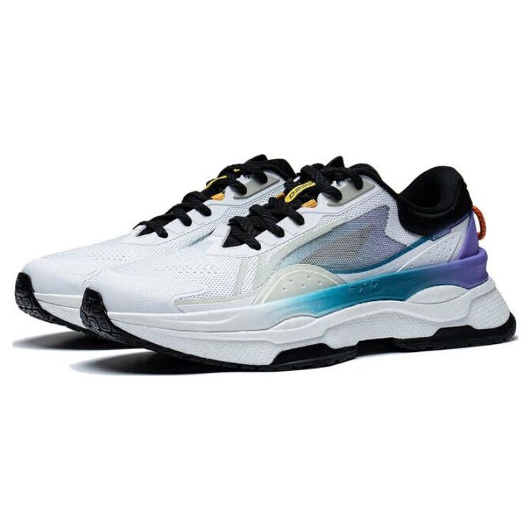 Li Ning Chao Yue 7 Shock Absorption Non-Slip Wear-Resistant Breathable Low-Top Casual Shoes Men Sneakers White Purple AGLT091-5