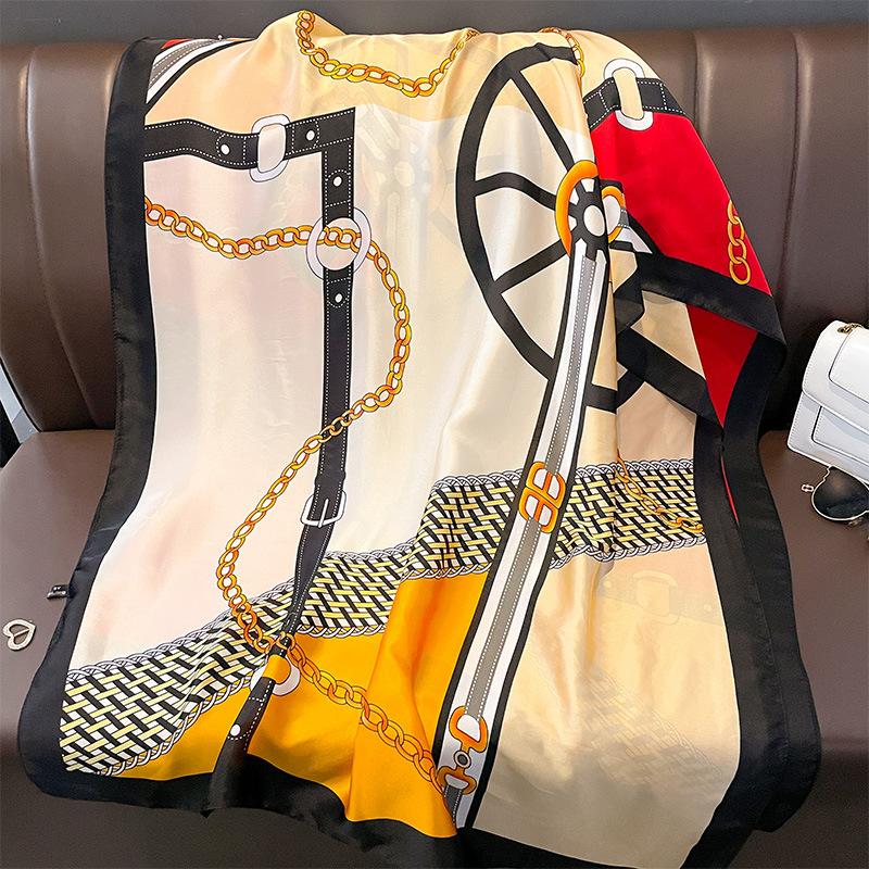 New Summer Fashion Sunscreen with Shawl On The Outside Geometric High-quality Silk Scarf Neck Protection and Warm Air Conditioning Blanket