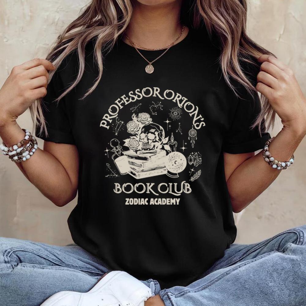 Футболка Академия Зодиака Футболка Книжный клуб профессора Ориона Подарок для любителя книг Фэнтези-читателя Книжного червя Толстовка с круглым вырезом Подарок для нее
