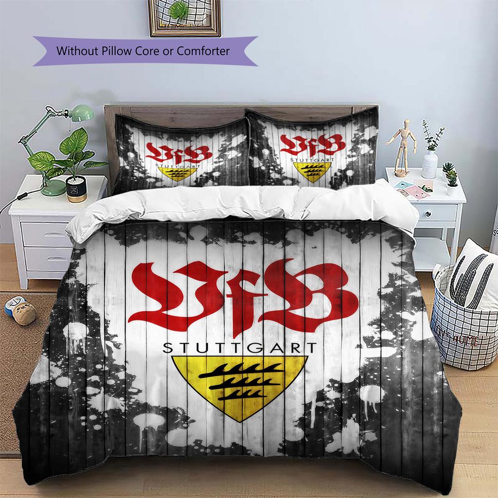 VfB Stuttgart Pattern Bedding Quilt Set Home Decoration Gift (1 * duvet cover + 2 * pillowcase without core)