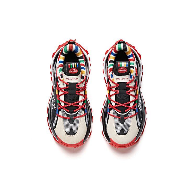 Coca-Cola X Anta Hot Shock Absorbing Wear-Resistant Low-Top Dad Shoes Men Sneaker Black White Red 912038890-5