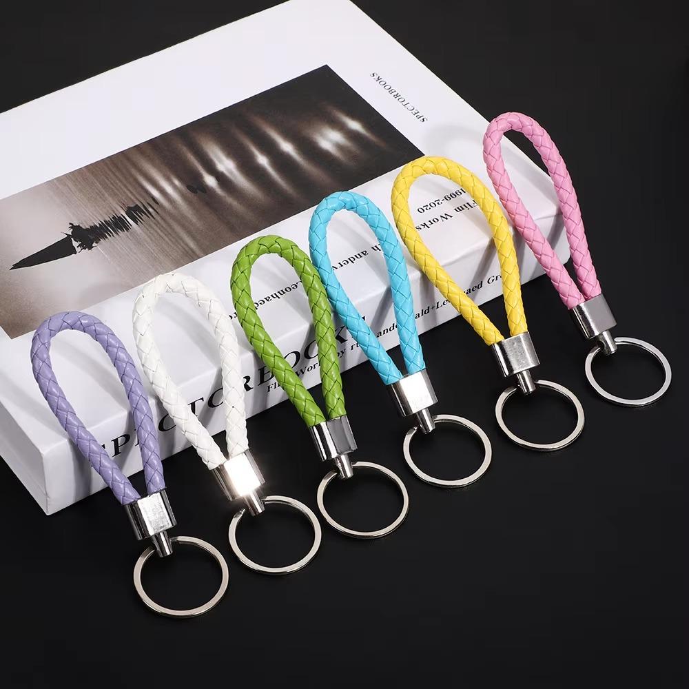 5PCS Originality PU Leather Metal Organization Rope Keychain Personality Custom Name Text Keyring Car Moto Key Ring Chain Gift