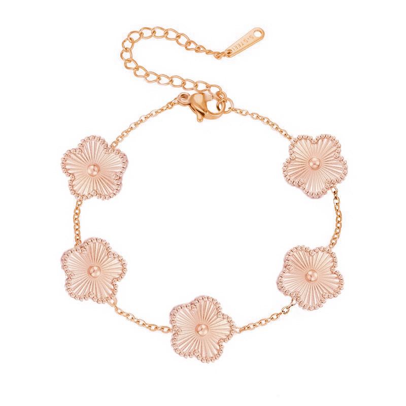 Five Leaf Flower Luxury Bracelet for Women Gold Color Charm Bracelets Jewellery Clover Fashion Zircon Gifts