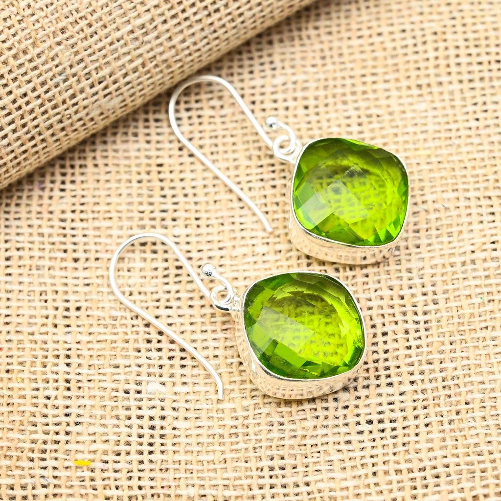 Ювелирные серьги ручной работы из стерлингового серебра 925 пробы с драгоценным камнем перидот для женщин