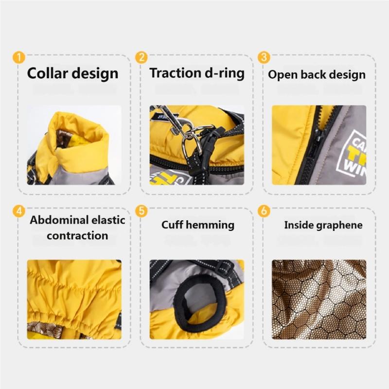 Ветрозащитный утепленный хлопковый пальто для собаки для большой собаки Водонепроницаемый Удобный Легко надевать Машинная стирка Теплые куртки