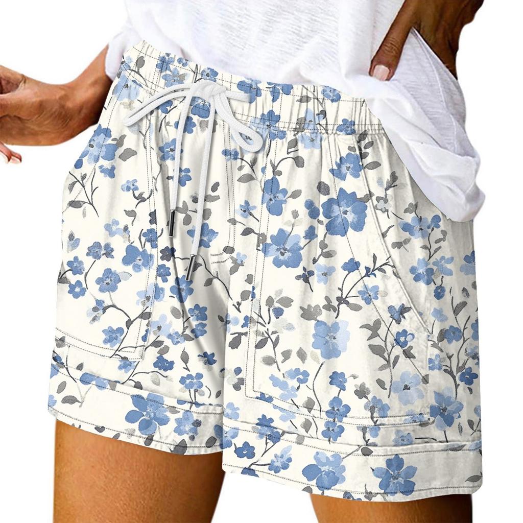 Women's Casual Summer Elastic Beach Shorts Print Casual Shorts