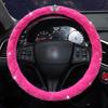 Зимний чехол на руль автомобиля Diamond Crystal Crown Plush Fur Steering-Roll Cases Auto Interior Accessories For Women Girls