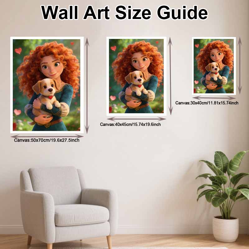 Disney Diamond Painting Kit Unframed Merida Puppy Classic Style Home Decor Craft, Perfect Gift Idea