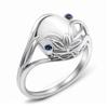 New Vintage Leaf Wind Grey Artificial Opals Women Finger Rings Wedding Retro Party Mother Birthday Gift Female Ring Jewelry