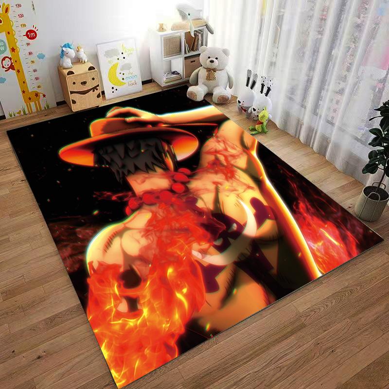 "Fiery Anime Character Scene Printed Carpet for Bedroom Decor" Suitable for use as an anti-slip for living room bedroom sofas