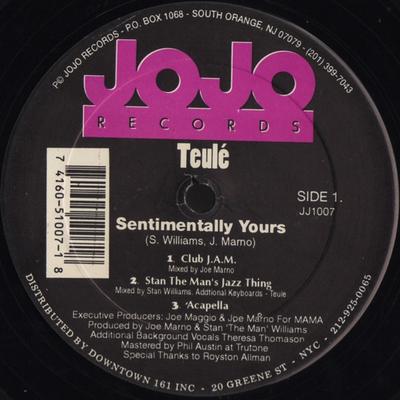 12-дюймовая пластинка TEULÉ - Sentimentally Yours JJ1007 JoJo Records 1993 США Танцевальная и Электронная Б/У
