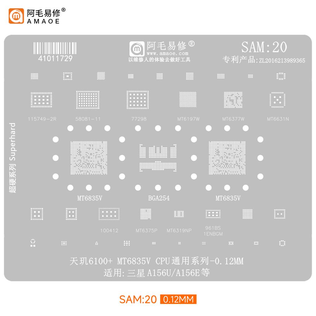 AMAOE Реболлинговый трафарет для Samsung A14 A54 S21 S22 A33 A53 CPU RAM Exynos1330 1380 SPU16 Инструменты для пайки шариками и ремонта материнских плат