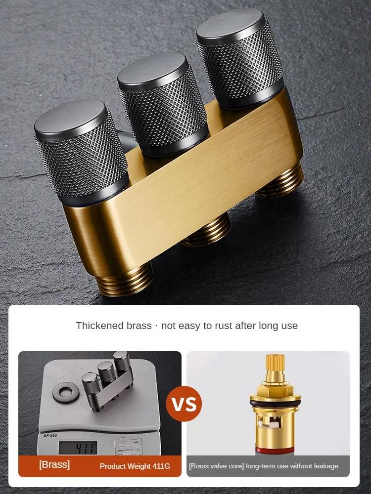 Латунный Тройник Одна Вход Три Выхода Трехходовой Контроль Стиральная Машина Хром/серый Смеситель Трехходовой Трехсторонний Клапан G1/3Мини Многофункциональный