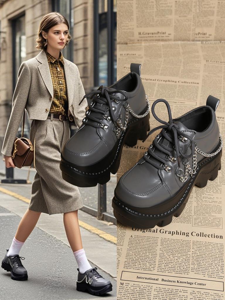 Киберпанк маленькие кожаные туфли шорти музыкальные туфли на платформе для увеличения роста женские темно-готические туфли с большой головой туфли с характером женская обувь