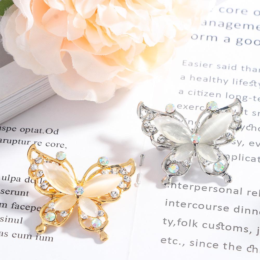 Accessories Crystal Wedding Gold/Silver Opal Stone Rhinestone Butterfly Brooch Pin Women Brooch Pin