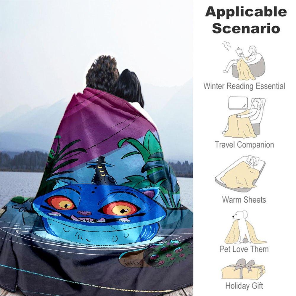 "Blue Cat in Tire Swing - Fantasy Garden Decor"Blanket Lightweight Flannel Throw Blanket for Sofa, Bed, Travel, Camping, Livingroom, Office,