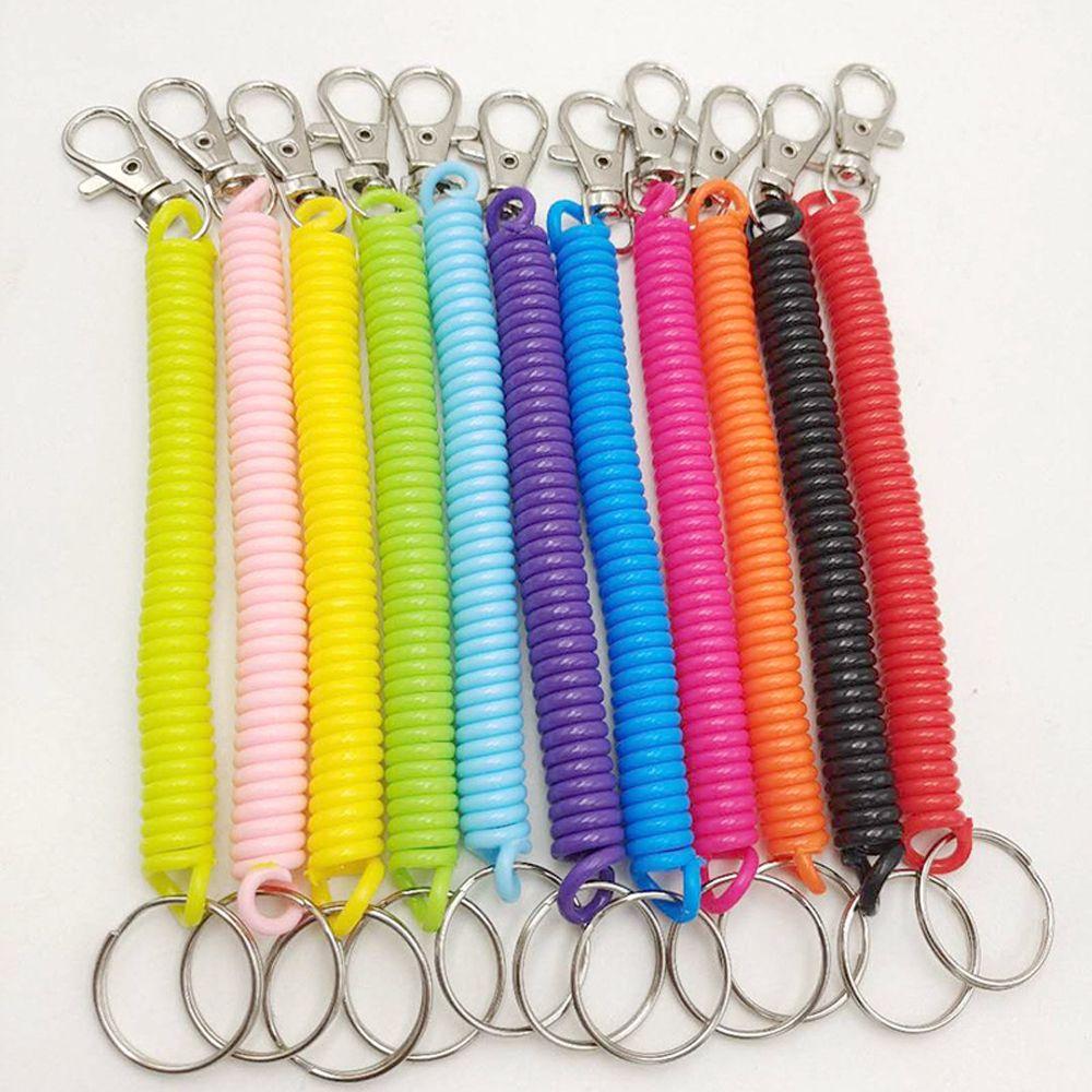 Elastic Spring Lanyard Stretch Wristband Unisex Wrist Coil Key Cord Clasp Spiral Stretch Keychain Spring Rope Key Ring