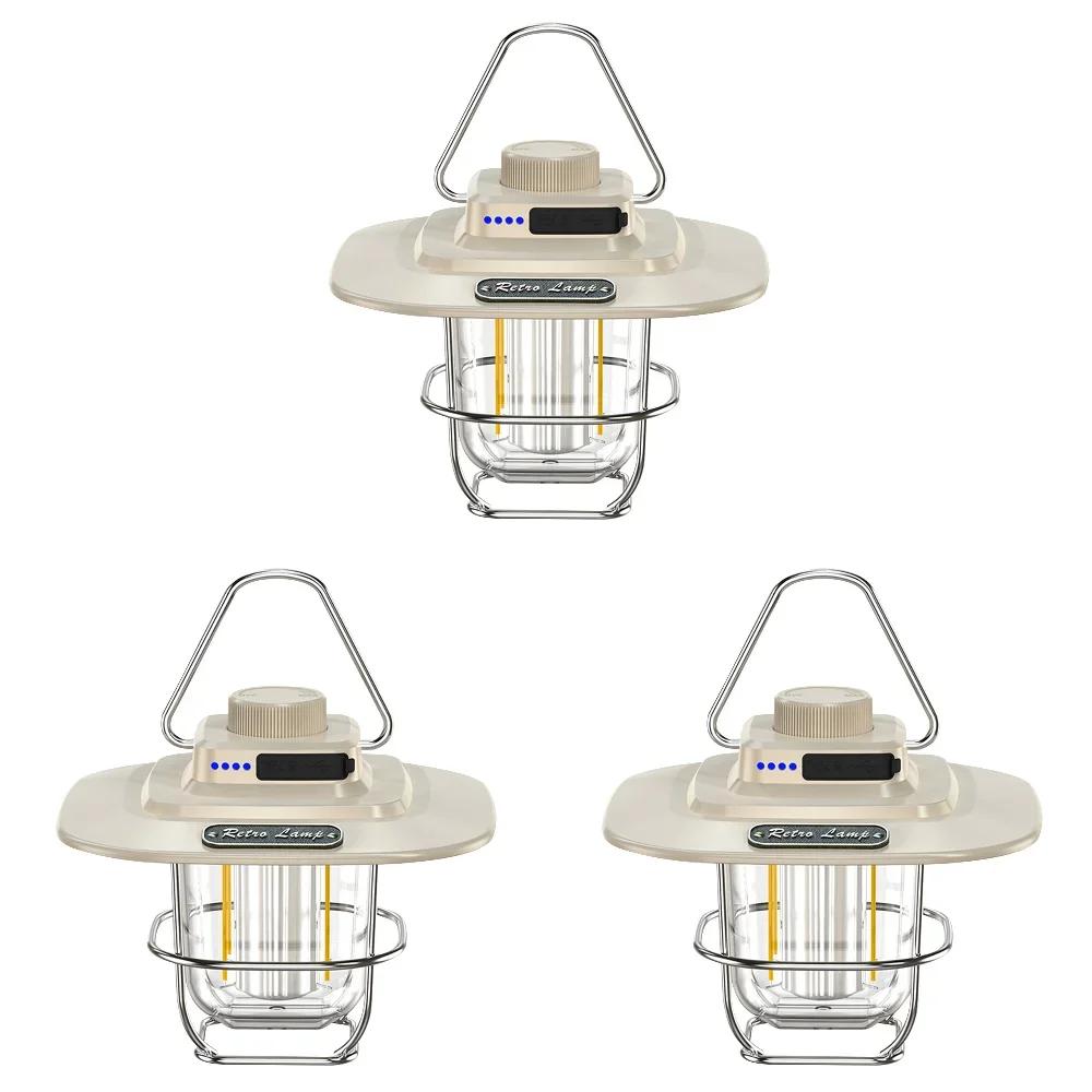 Retro Camping Light Portable Camping Lantern 4500mAh Outdoor Hanging Tent Light for Hiking Climbing Emergency Light Power Bank