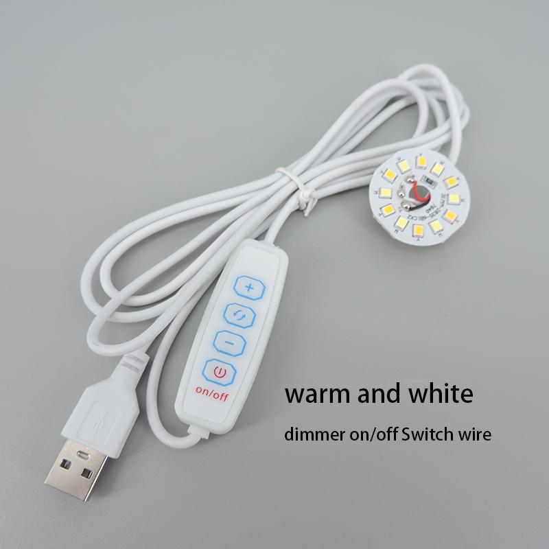 Теплый белый DC 5 В 3 Вт USB светодиодные лампы 2835 чип одноцветный ночник для чтения настольная лампа для планшета выключатель питания кабель с регулировкой яркости