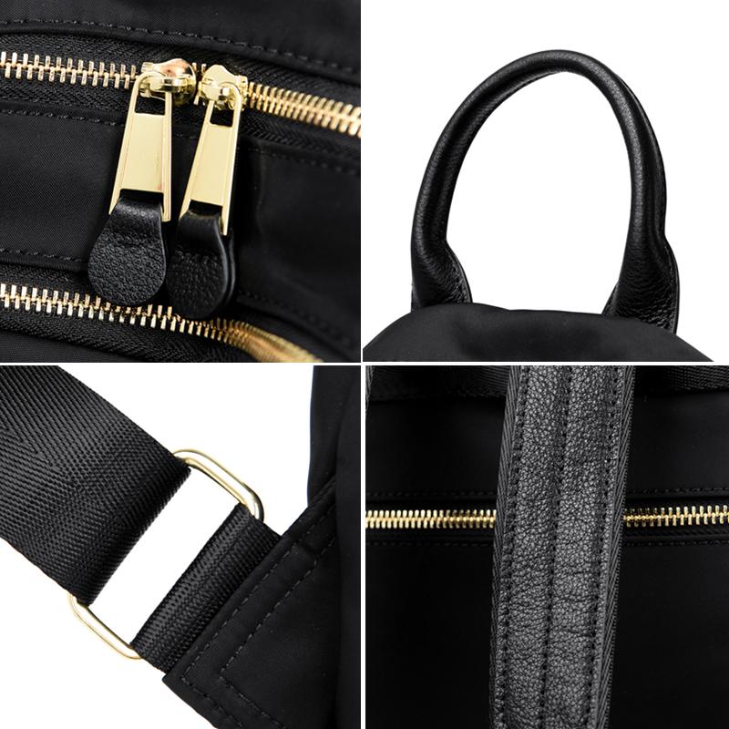 Genuine Leather Knapsack Oxford Women Rucksack Luxury Shoulder Bag Female Fashion Cowhide Travel Backpack New Ladies Casual Bag