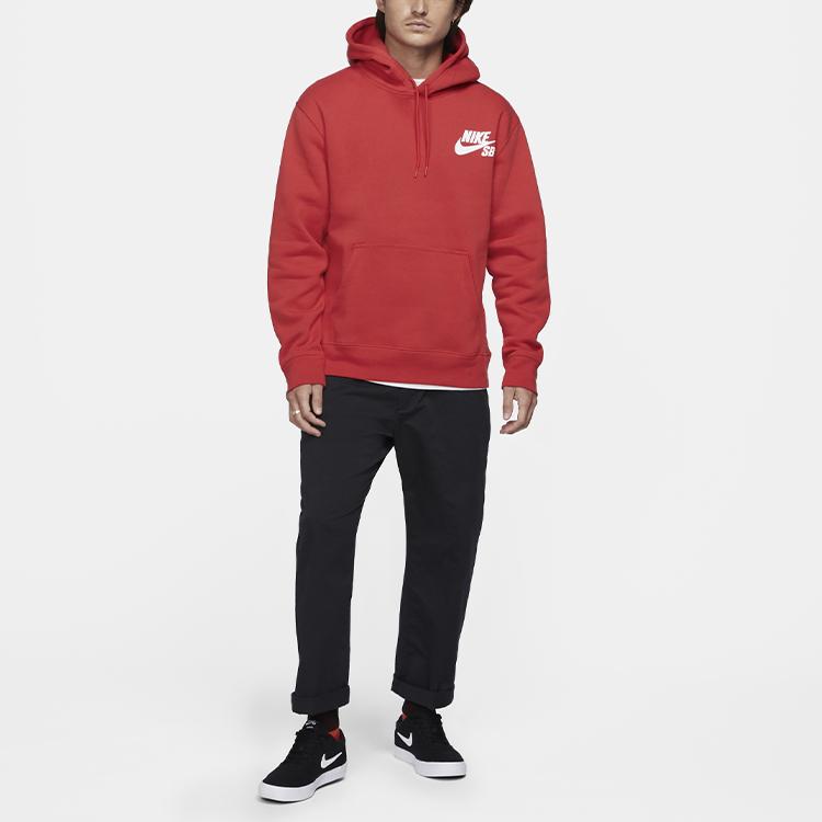 Nike Sb Icon Skateboard Hoodie, пуловер с длинными рукавами и логотипом, мужские топы, университетский красный CW7065-657