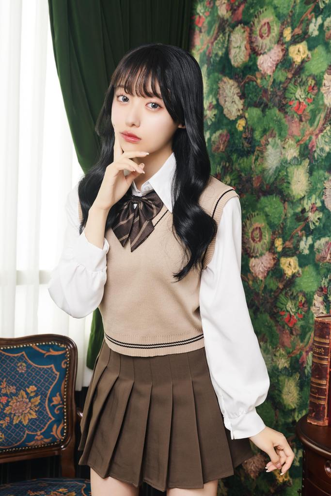 Clearstone Ulzzang Sailor Косплей Хэллоуин Вязаный жилет Бежевый x Шоколадный Женский