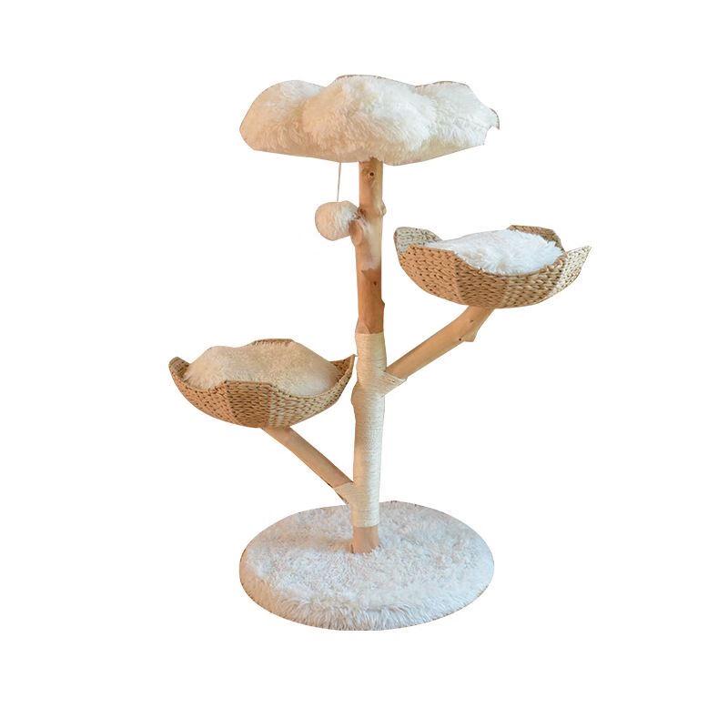 Geshenlang Solid Wood Cat Tree with Rattan Nests