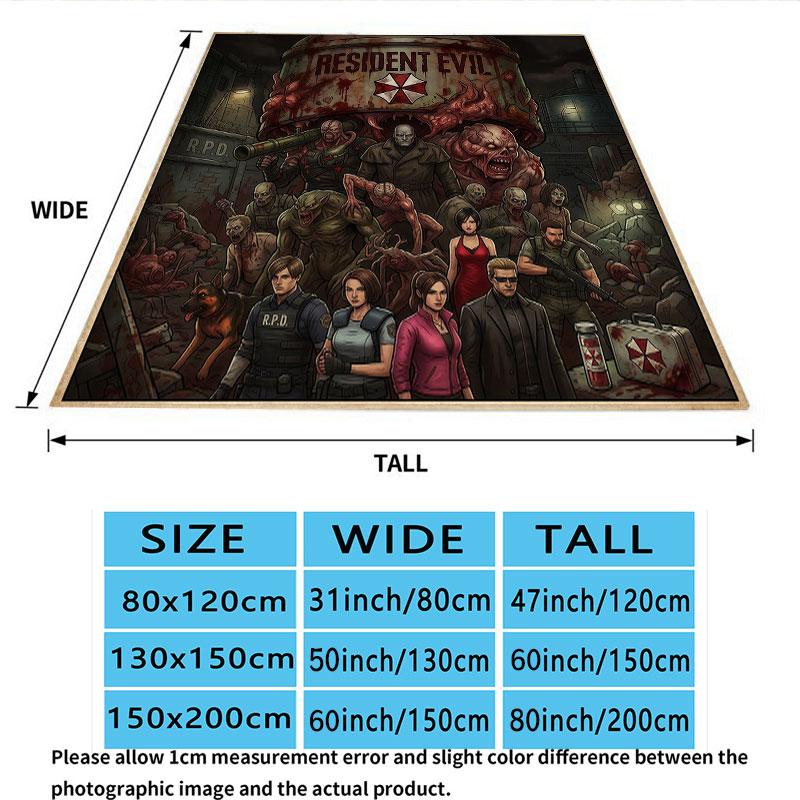 1PC Resident Evil Patterned Flannel Blanket Suitable For All Seasons For Home Decor Warmth And Comfort Gifts Holiday Present