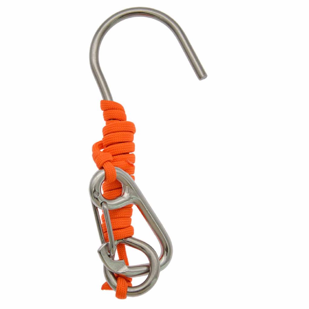 Stainless Steel Hook – Single-, Seawater-Resistant with Safety Rope and Spring Buckle, Diving & Equipment