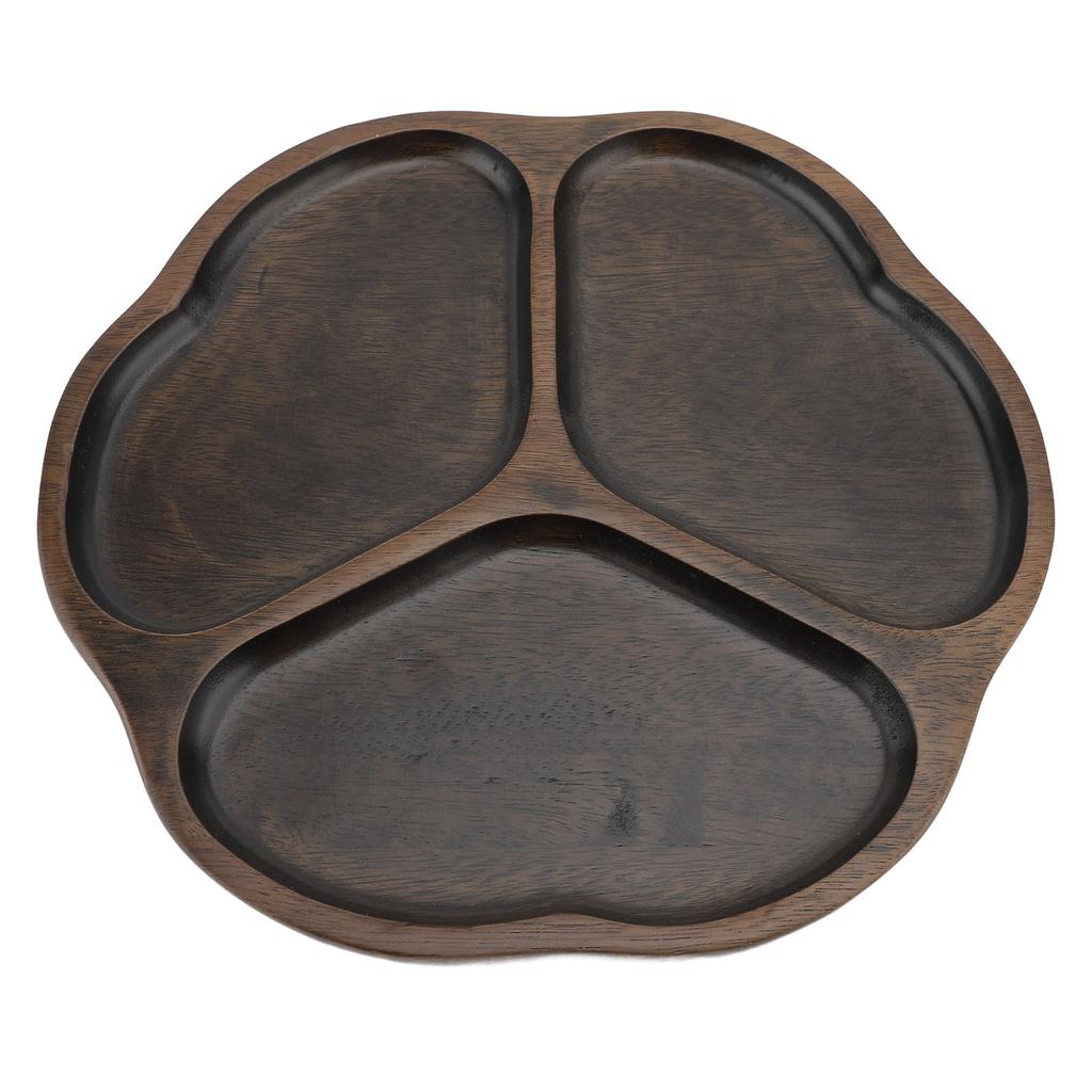 Деревянное блюдо для чипсов и соуса, 3 секции, разделенное сервировочное блюдо, декоративное блюдо для закусок, тарелка для подачи фруктов и закусок для