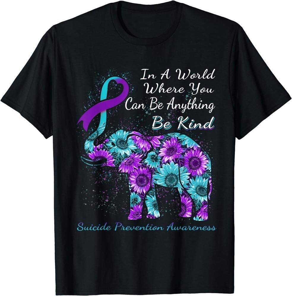 Suicide Prevention Awareness Elephant Floral T-shirt
