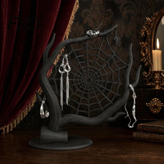 Earring Ring Bracelet Stand 3D Printed Spider Web Decoration, Tree Jewelry Organizer Holder, Halloween Holder Earrings Rings Bracelets Storage