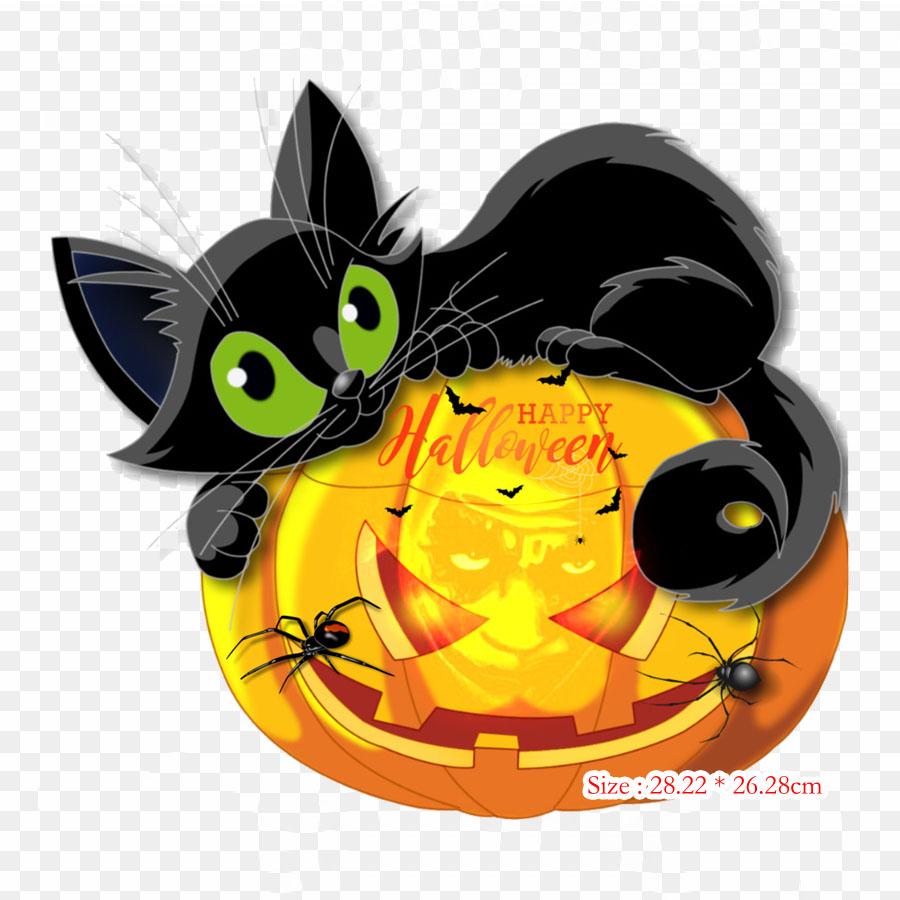 Black Cat Cat Desktop Wallpaper Iron On Heat Transfer Printing Vinyl Patches Sticker for Clothes DIY Appliques Washable Patches